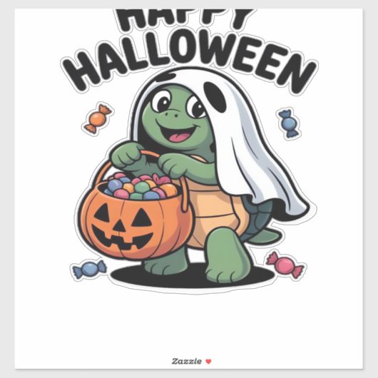 Niedliches Turtle Ghost Kostüm � Adortable Hallowe Aufkleber (Blatt)