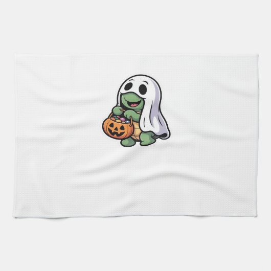 Niedliches Turtle Ghost Kostüm � Adortable Hallowe Geschirrtuch (Horizontal)