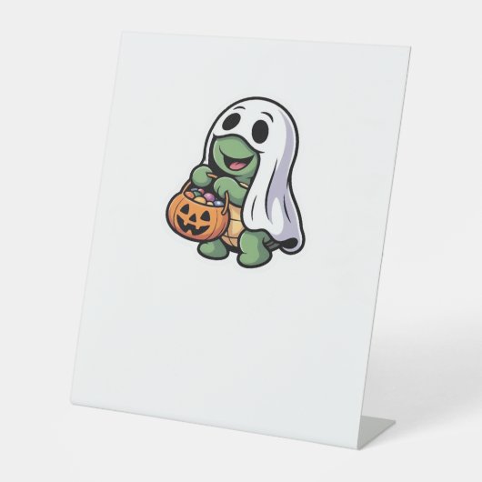 Niedliches Turtle Ghost Kostüm � Adortable Hallowe Sockelschild (Vorderseite)