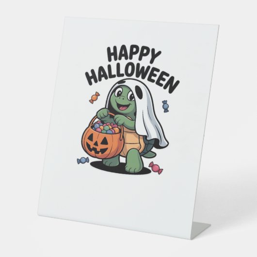 Niedliches Turtle Ghost Kostüm � Adortable Hallowe Sockelschild (Vorderseite)