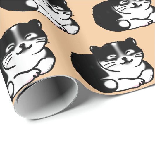 niedliches Tuxedo-Katzenmuster Geschenkpapier (Rolleneckpunkt)