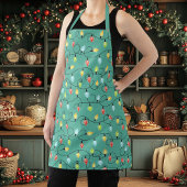 Niedliches Twinkling Weihnachtslicht-Urlaubsmuster Schürze