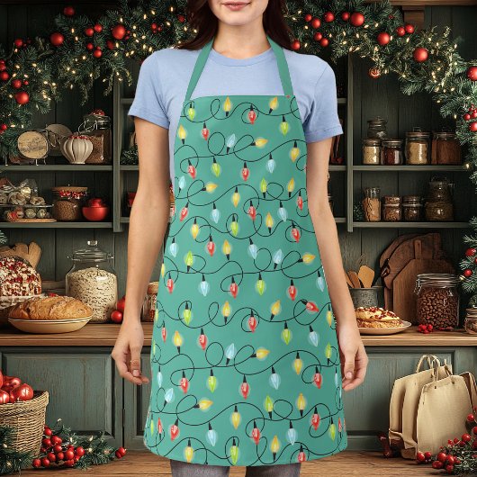 Niedliches Twinkling Weihnachtslicht-Urlaubsmuster Schürze