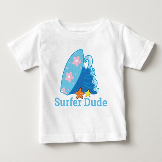 Niedliches Typ Surfboard und Wave Baby T-shirt (Vorderseite)