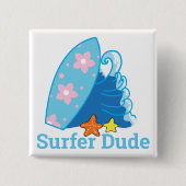 Niedliches Typ Surfboard und Wave Button (Vorderseite)