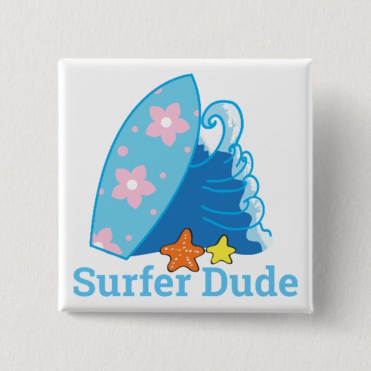 Niedliches Typ Surfboard und Wave Button (Vorderseite)