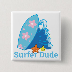 Niedliches Typ Surfboard und Wave Button