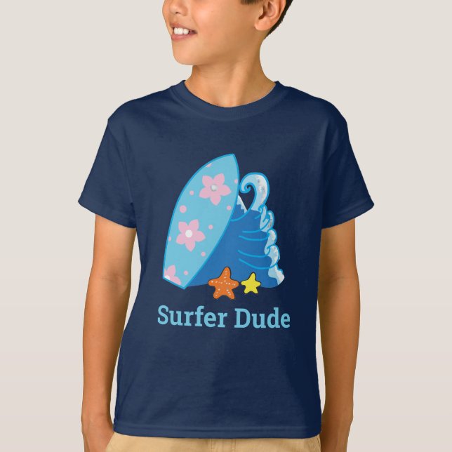 Niedliches Typ Surfboard und Wave T-Shirt (Vorderseite)