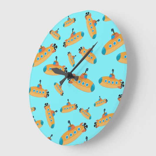 Niedliches U-Boot-Muster Große Wanduhr (Winkel)