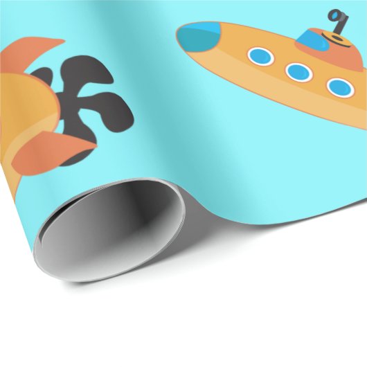 Niedliches U-Boot-Muster Kids-Party Geschenkpapier (Rolleneckpunkt)