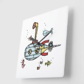 Niedliches U-Boot unter Wasser Quadratische Wanduhr (Winkel)