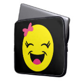 Niedliches u. glückliches Emoji Mädchen Laptopschutzhülle (Vorderseite Links)