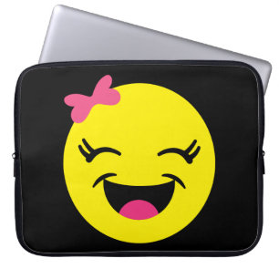 Niedliches u. glückliches Emoji Mädchen Laptopschutzhülle
