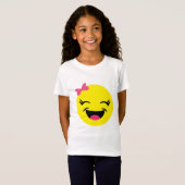 Niedliches u. glückliches Emoji Mädchen T-Shirt (Vorne ganz)
