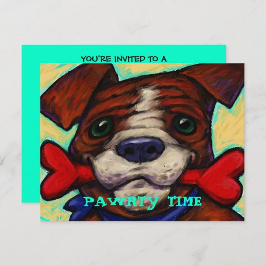 NIEDLICHES U. PLAYFUL PARTY DES HUNDPAWRTY LADEN EINLADUNG (Vorne/Hinten)