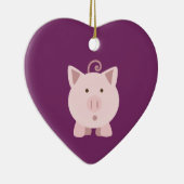 Niedliches überraschtes Schwein Keramik Ornament (Rechts)