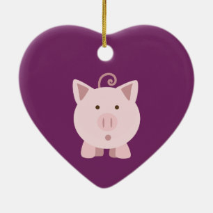 Niedliches überraschtes Schwein Keramik Ornament