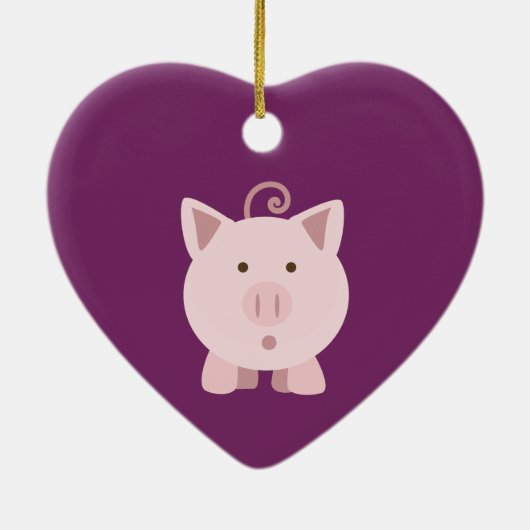 Niedliches überraschtes Schwein Keramik Ornament (Hinten)