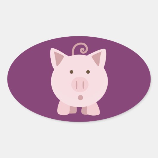 Niedliches überraschtes Schwein Ovaler Aufkleber (Vorderseite)