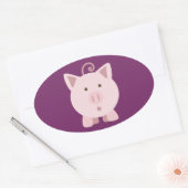 Niedliches überraschtes Schwein Ovaler Aufkleber (Umschlag)