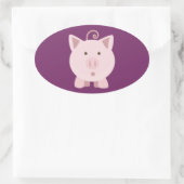Niedliches überraschtes Schwein Ovaler Aufkleber (Tasche)
