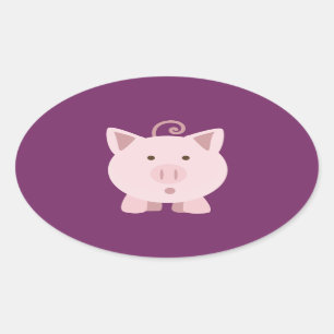 Niedliches überraschtes Schwein Ovaler Aufkleber