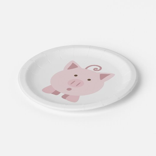 Niedliches überraschtes Schwein Pappteller (Schrägansicht)