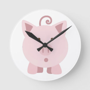 Niedliches überraschtes Schwein Runde Wanduhr