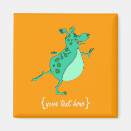 Niedliches Überspringen grüner Alien Magnet