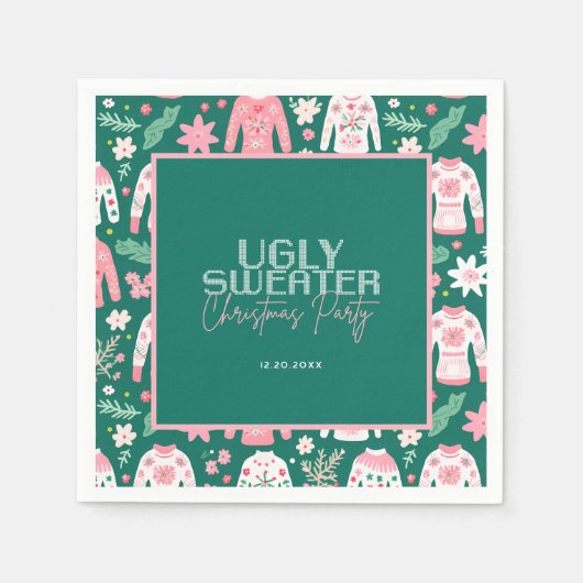 Niedliches Ugly Sweater Party Serviette (Vorderseite)