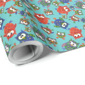 Niedliches Umschlagpapier, rot, blau, grün Geschenkpapier (Rolleneckpunkt)