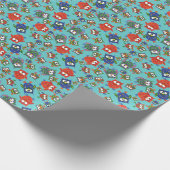 Niedliches Umschlagpapier, rot, blau, grün Geschenkpapier (Ecke)