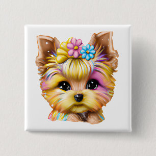 Niedliches und Adorable Baby Yorkie Button
