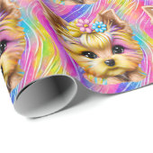 Niedliches und Adorable Baby Yorkie Geschenkpapier (Rolleneckpunkt)