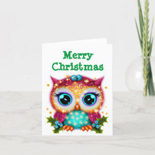 Niedliches und Adorable Kawaii Baby Owl Feiertagskarte