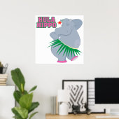 niedliches und albernes Luau-Hula-Hippo Poster (Heimbüro)