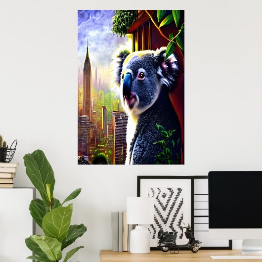 Niedliches und bezauberndes Koala in der Stadt | A Poster (Heimbüro)