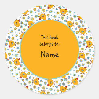 niedliches und buntes Huhn und Blume Runder Aufkleber