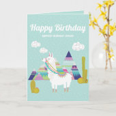 Niedliches und buntes Lama-alles Gute zum Karte (Gelbe Blume)