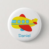 Niedliches und buntes Passagier-Flugzeug Button (Vorderseite)