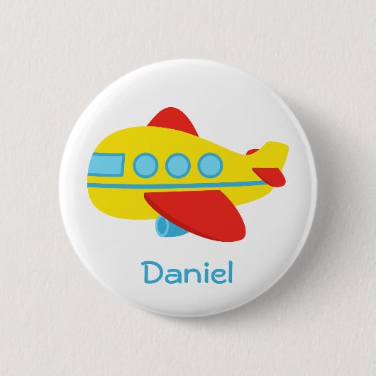 Niedliches und buntes Passagier-Flugzeug Button (Vorderseite)