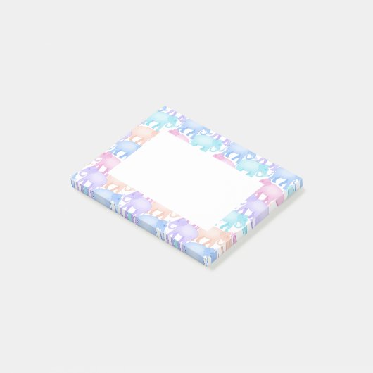 Niedliches und buntes Pastellelefant-Muster Post-it Klebezettel (angewinkelt)