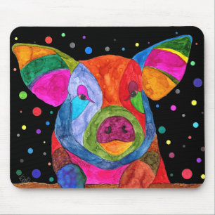 Niedliches und buntes Schwein Mousepad