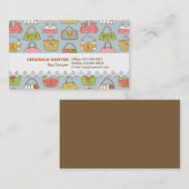 Niedliches und buntes Taschen-Illustrations-Muster Visitenkarte (Vorne/Hinten)