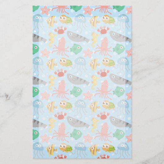 Niedliches und buntes Unterwassertier-Muster Briefpapier (Vorderseite)