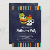 Niedliches und cremefarbenes Halloween-Party Einladung (Vorne/Hinten)