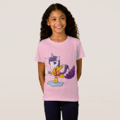 Niedliches und einfaches rosa Blumenhorn im Regenm T-Shirt (Vorne ganz)