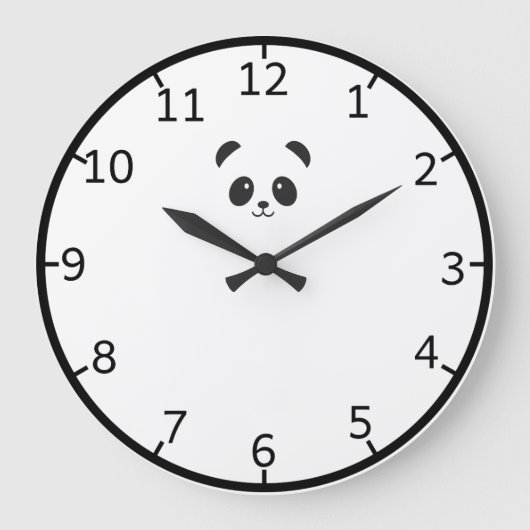 Niedliches und elegantes Black Panda | Wall-Uhr Große Wanduhr (Vorderseite)