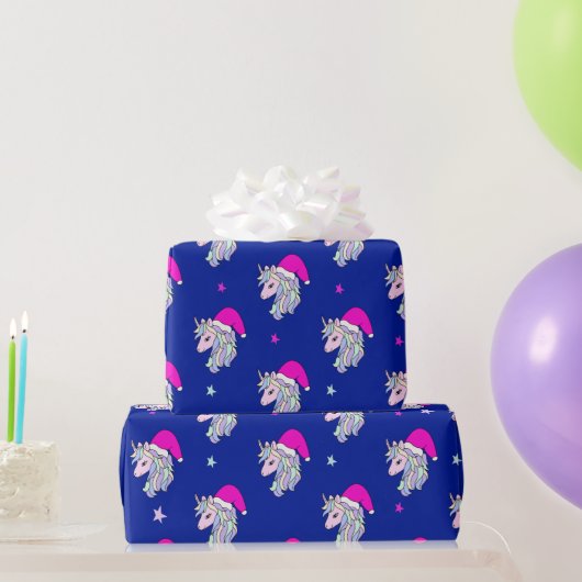 Niedliches und elegantes Einhorn-Santa-Muster Geschenkpapier (Partygeschenke)