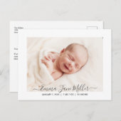 Niedliches und elegantes Foto zur Geburtshilfe Pos Ankündigungspostkarte (Vorne/Hinten)